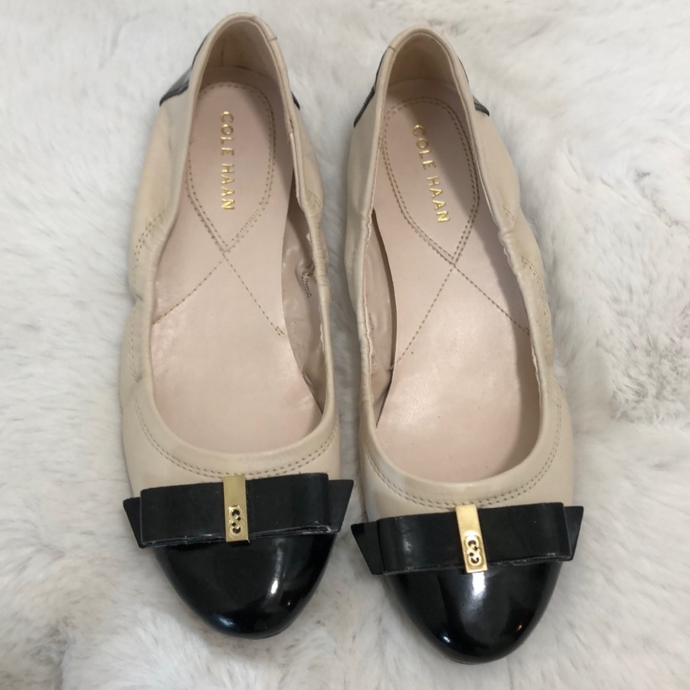 Cole Haan Cream and Black Flats